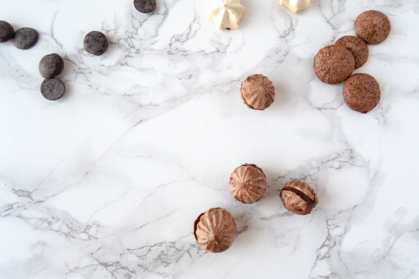 top view of different meringues and chocolate chips