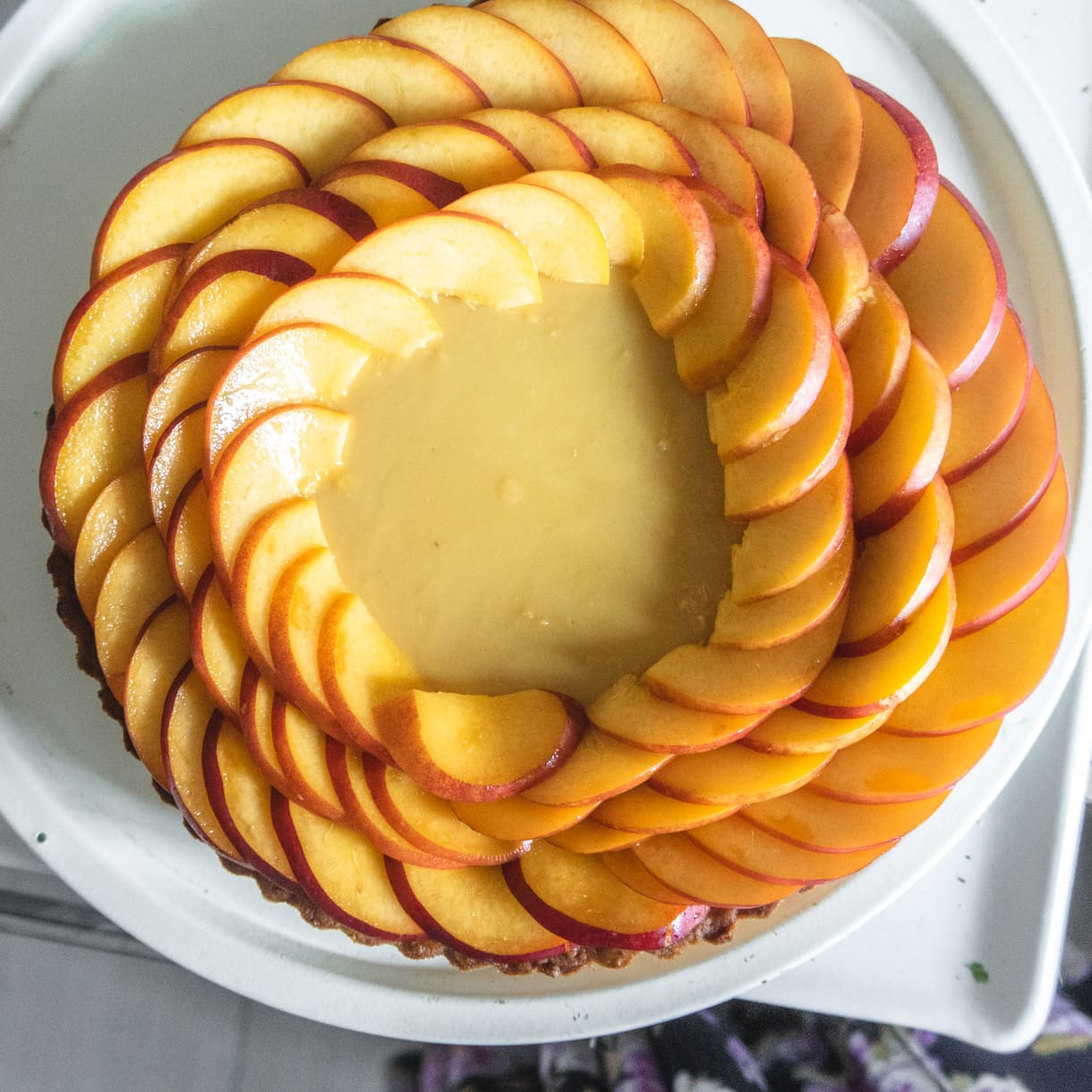 half-garnished nectarine tart