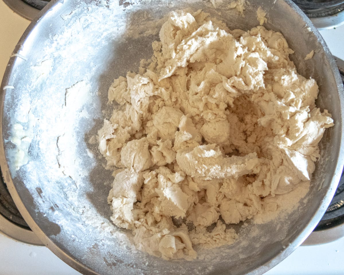 sweet pastry dough in progress before being fraiser