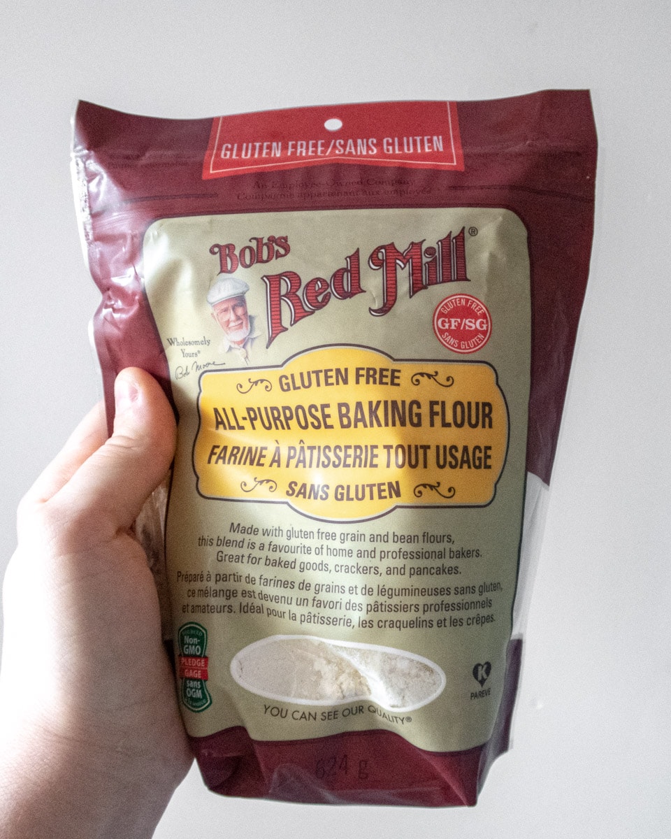 A bag of Bob's red Mill gluten-free all-purpose baking flour