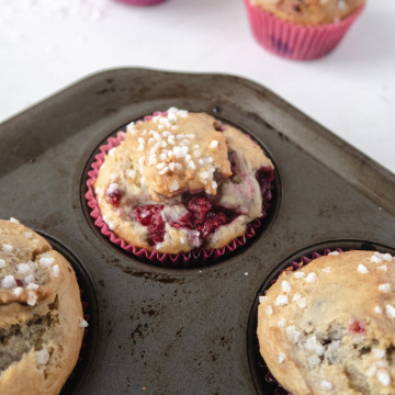 clossup of a muffin in a muffin tin