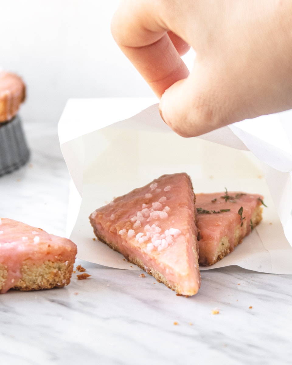 shortbreads in a white paper bag