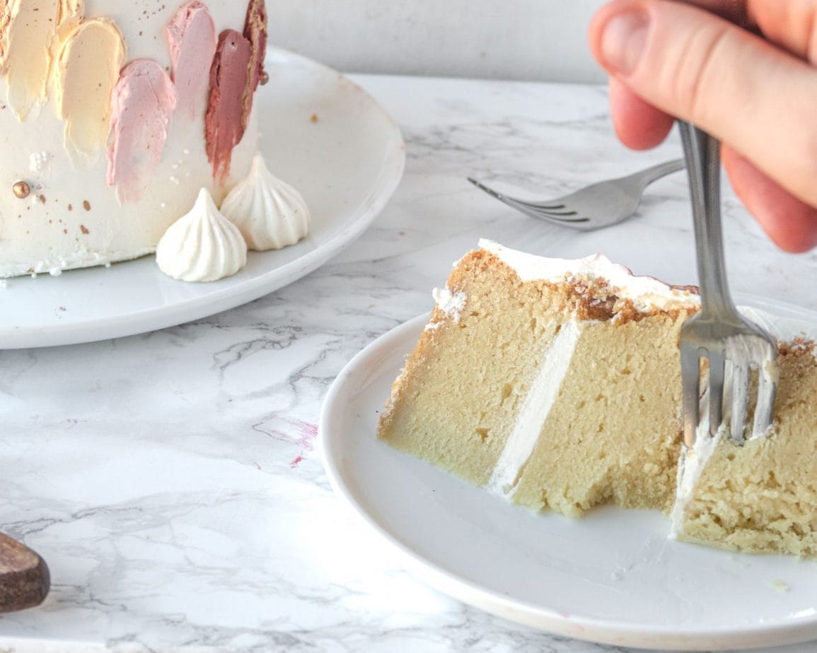 slice of cake being eaten