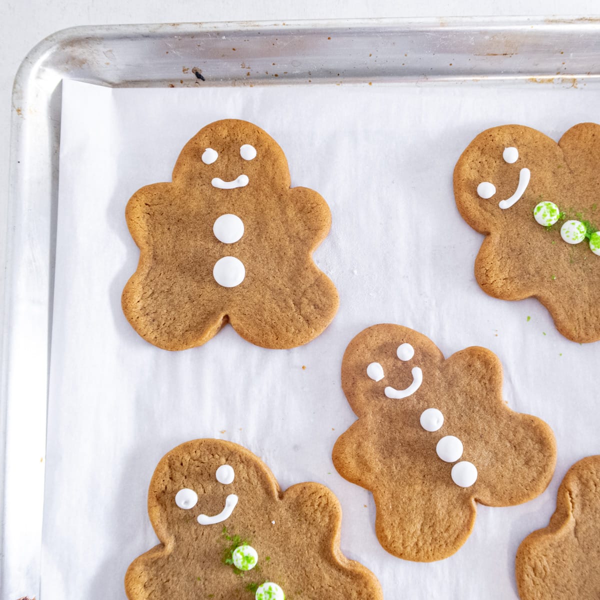 gingerbread person on a baking sheet
