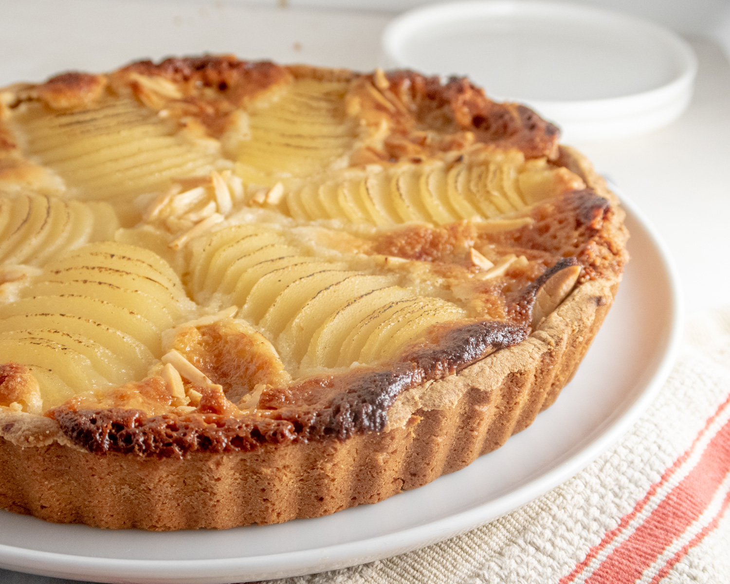 Gluten-free pear and almond Bourdaloue tart