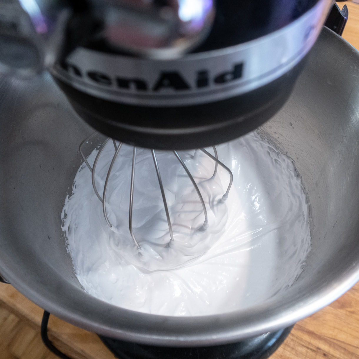Meringue in process of being whipped.
